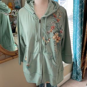 Paradise Shores hoodie sweatshirt hummingbird floral XL